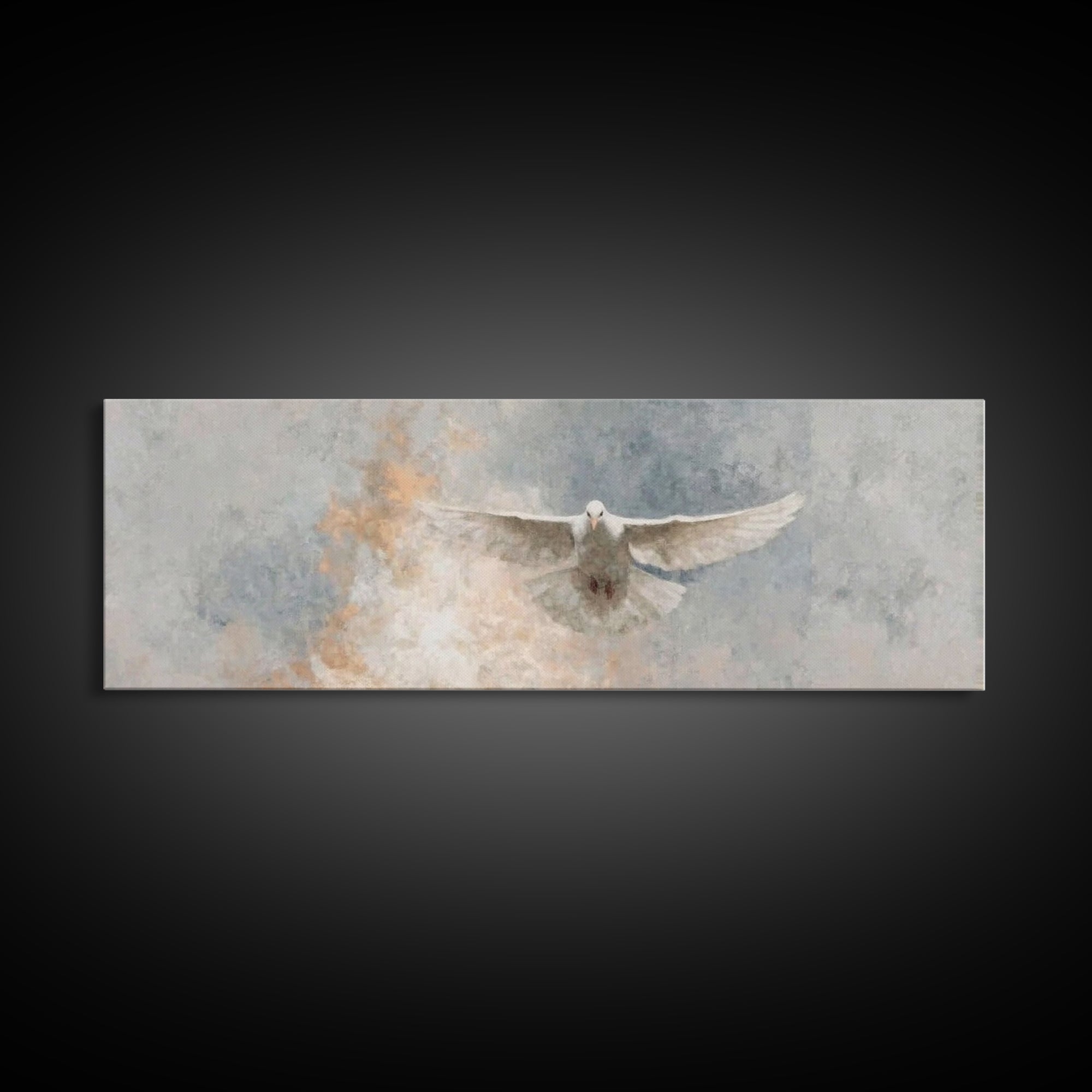 Spirit Of Peace Flight, Framed Canvas Print, Christian Art Canvas, Panoramic Art, Christian Wall Art, Christian Decor, Christmas Art