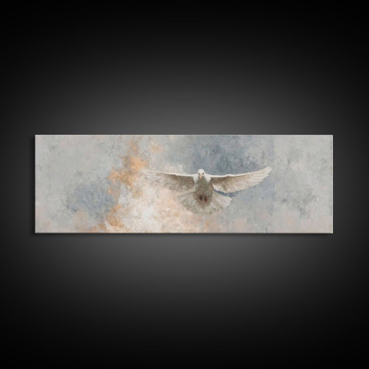 Spirit Of Peace Flight, Framed Canvas Print, Christian Art Canvas, Panoramic Art, Christian Wall Art, Christian Decor, Christmas Art