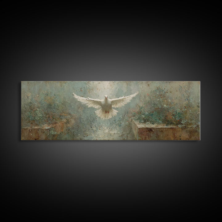 Radiant Spirit Descent, Framed Canvas Print, Christian Wall Art, Panoramic Art, Christian Art Canvas, Christian Painting, Christian Christm