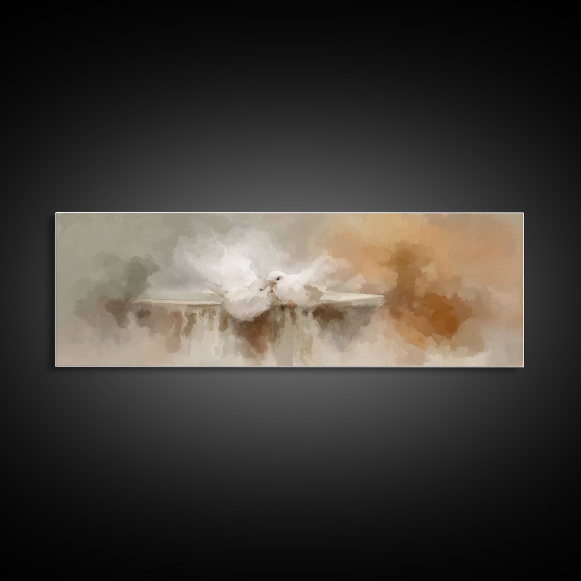 Doves Of Peace – Framed Canvas Print – Christian Art Print – Panoramic Wall Art – Christian Decor – Christmas Art – Christian Gift Ideas