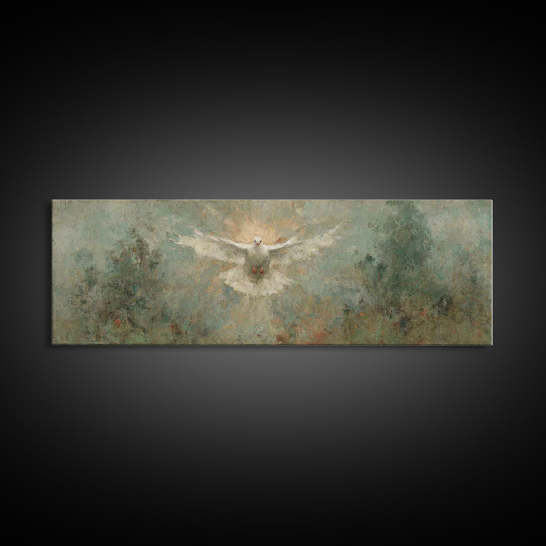 Glory Of The Spirit, Framed Canvas Print, Christian Wall Art, Panoramic Art, Christian Art Canvas, Christian Christmas Art, Christian Paint
