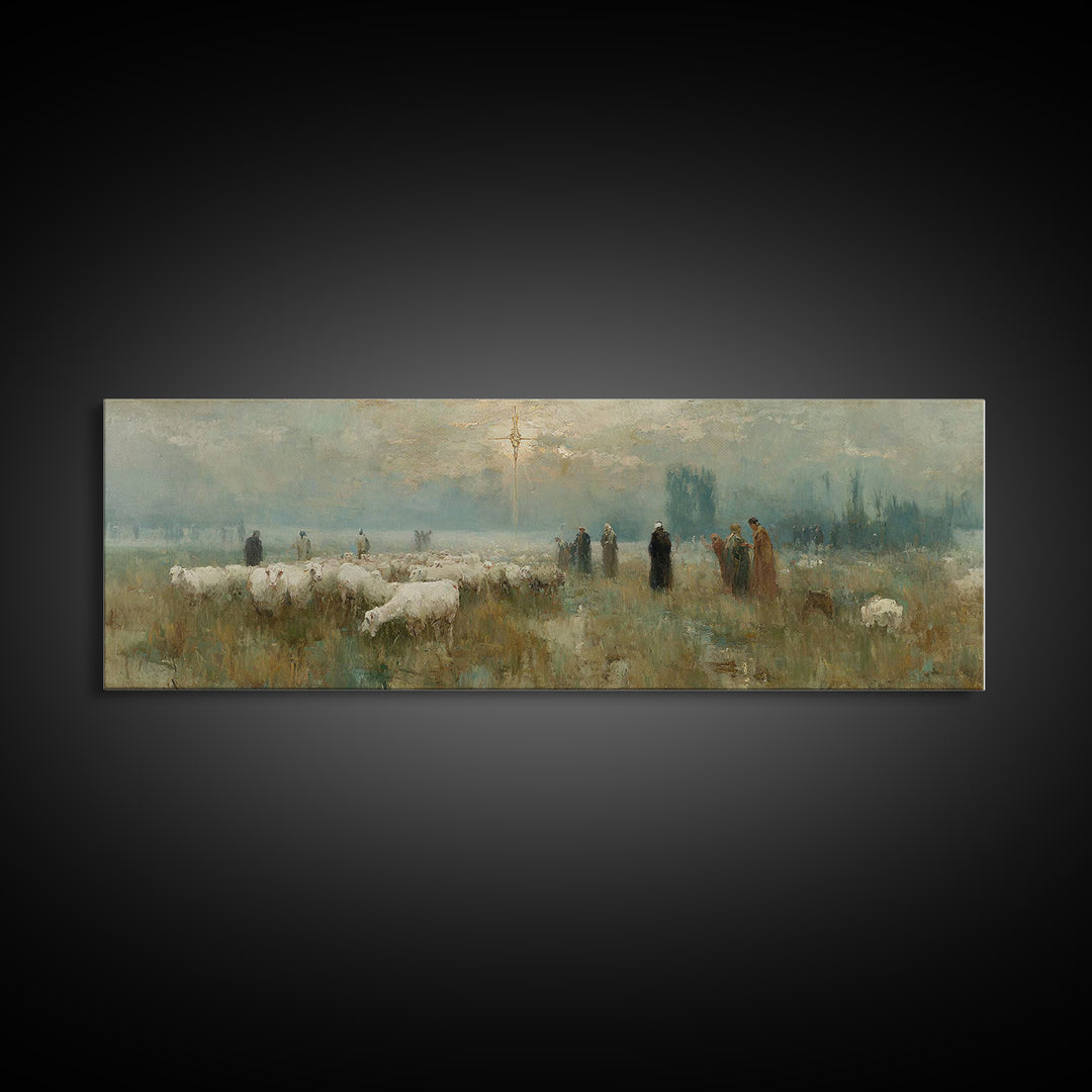 Sunset Promise Path - Framed Canvas Print - Christian Art Canvas - Panoramic Painting - Christian Wall Art - Jesus Painting - Christian Chr