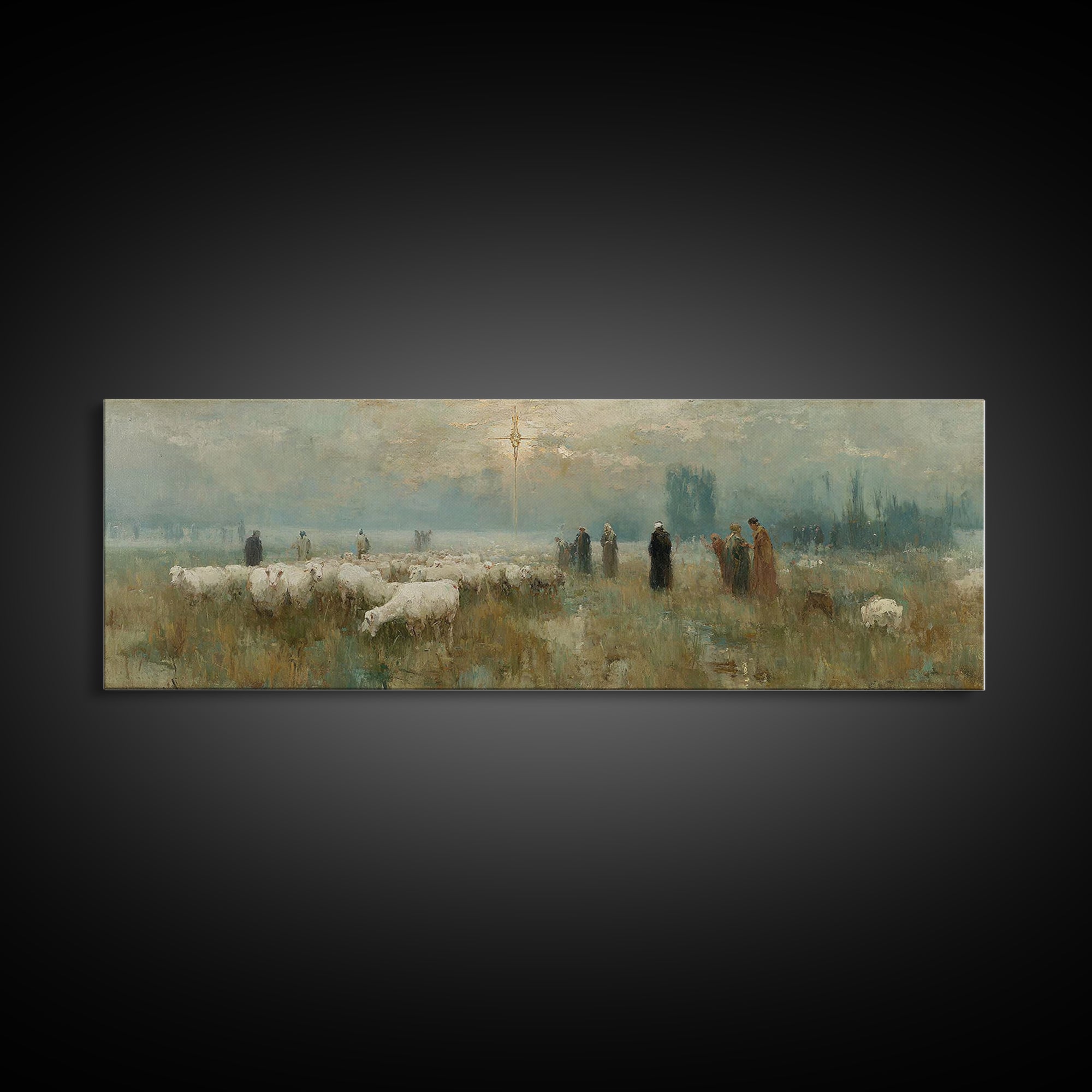 Sunset Promise Path - Framed Canvas Print - Christian Art Canvas - Panoramic Painting - Christian Wall Art - Jesus Painting - Christian Chr