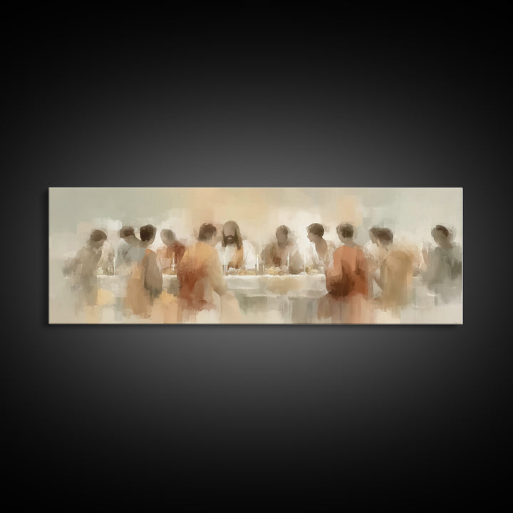 Evening Grace Table | Framed Canvas Print | Jesus Canvas Art | Christian Wall Art | Panoramic Wall Art | Christian Art Print