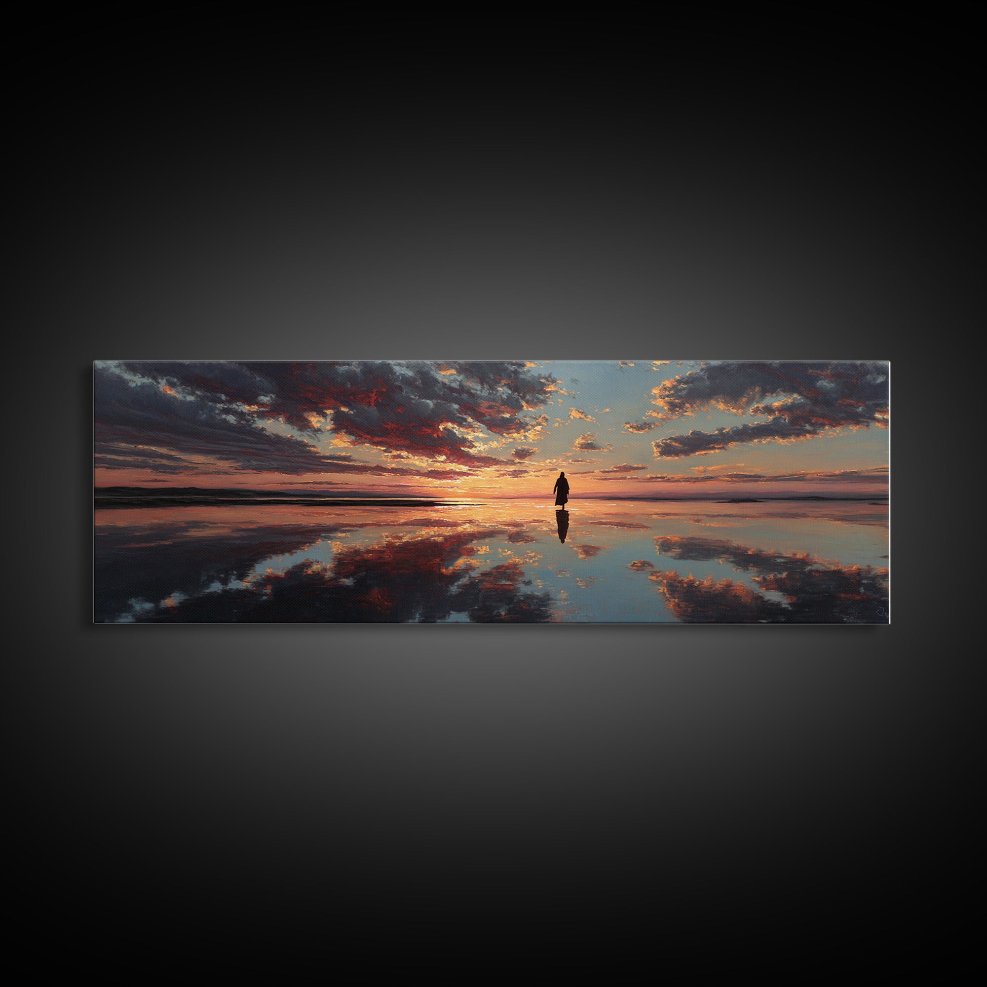 Silent Meadow Watch | Framed Canvas Print | Christian Wall Art | Panoramic Art | Christian Art Canvas | Christmas Art | Jesus Painting