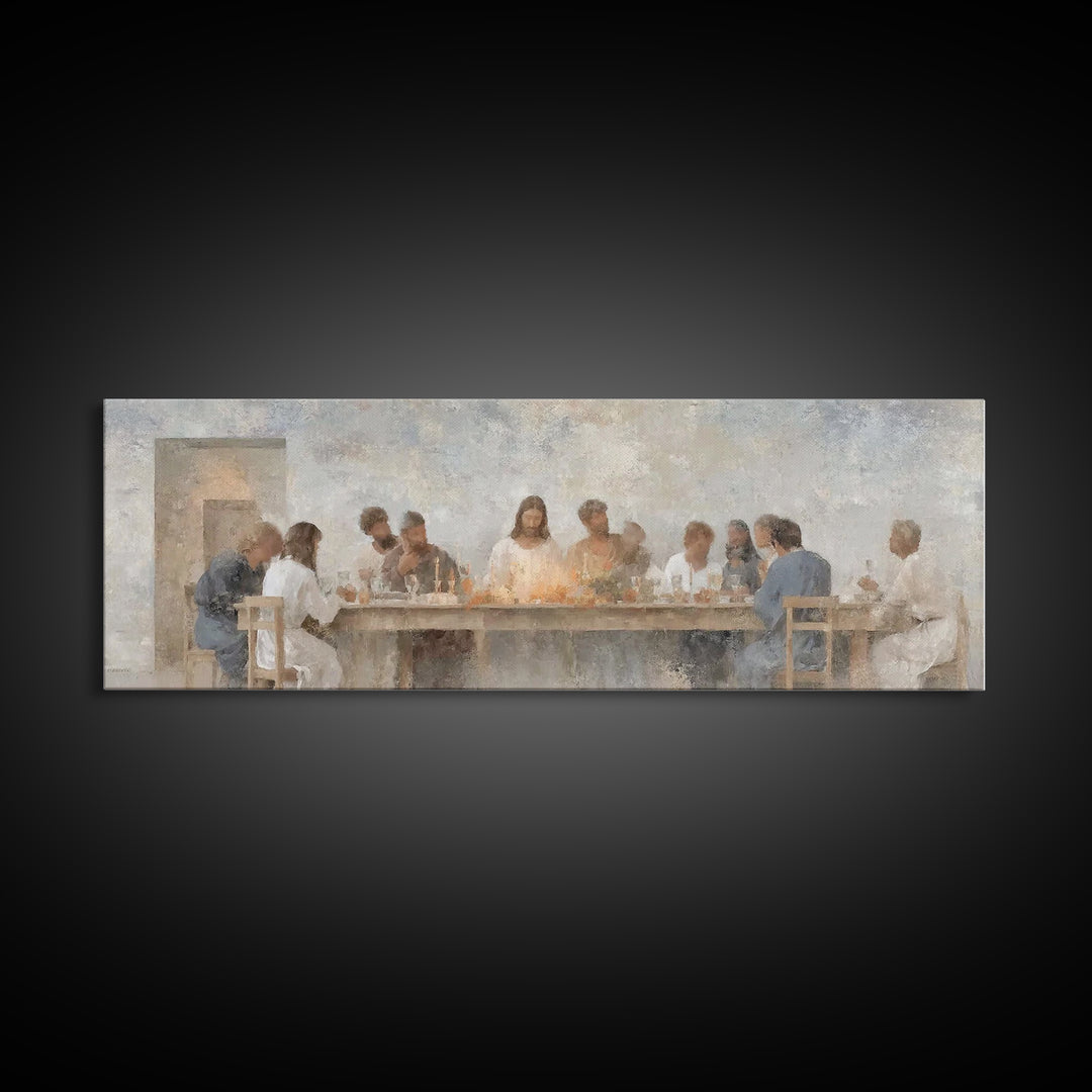 Sacred Table Harmony – Framed Canvas Print – Christian Wall Art – Panoramic Art – Christian Art Canvas – Jesus Painting
