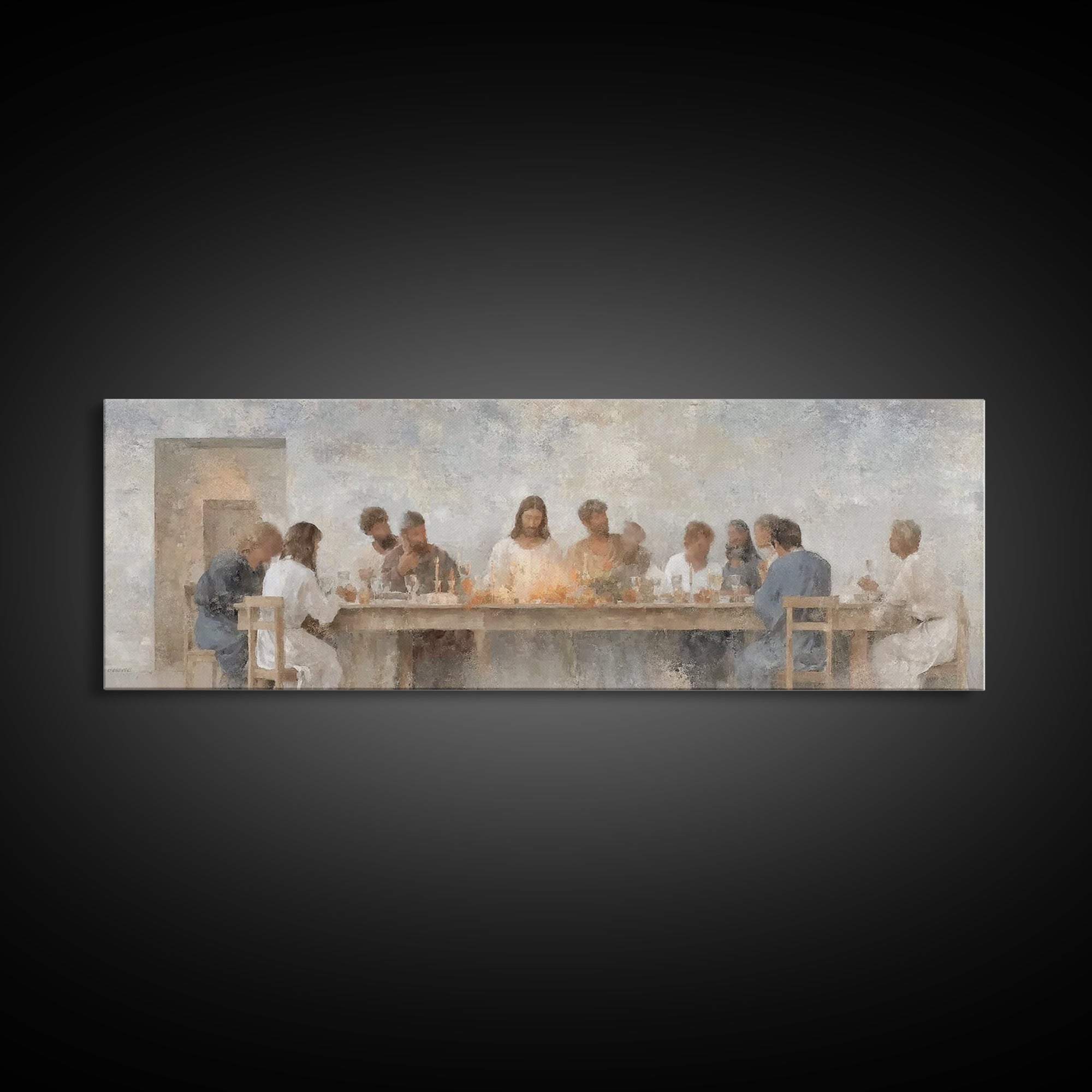 Sacred Table Harmony – Framed Canvas Print – Christian Wall Art – Panoramic Art – Christian Art Canvas – Jesus Painting