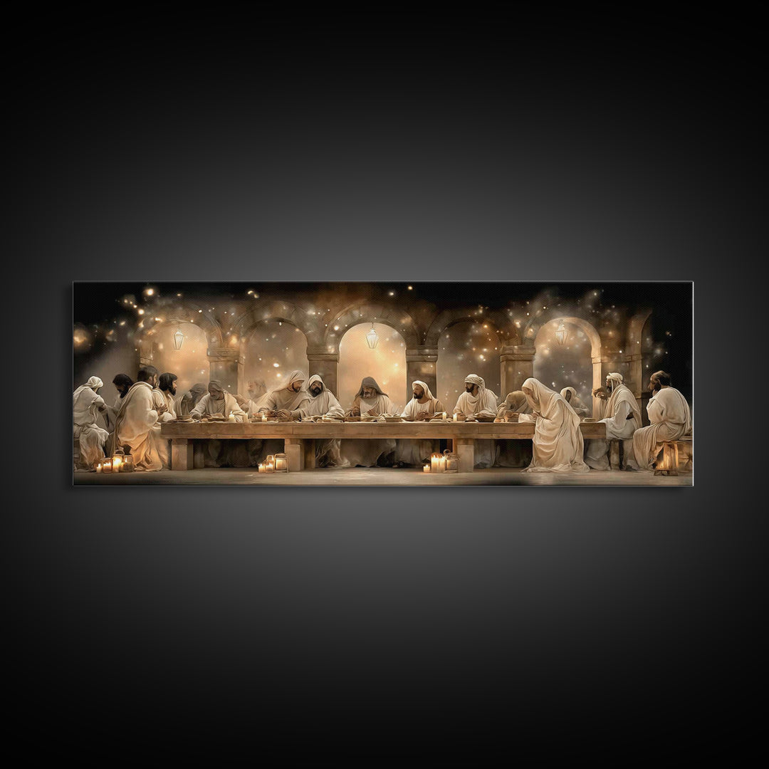 Evening Covenant Light | Framed Canvas Print | Christian Art Canvas | Panoramic Painting | Jesus Painting | Christian Wall Art