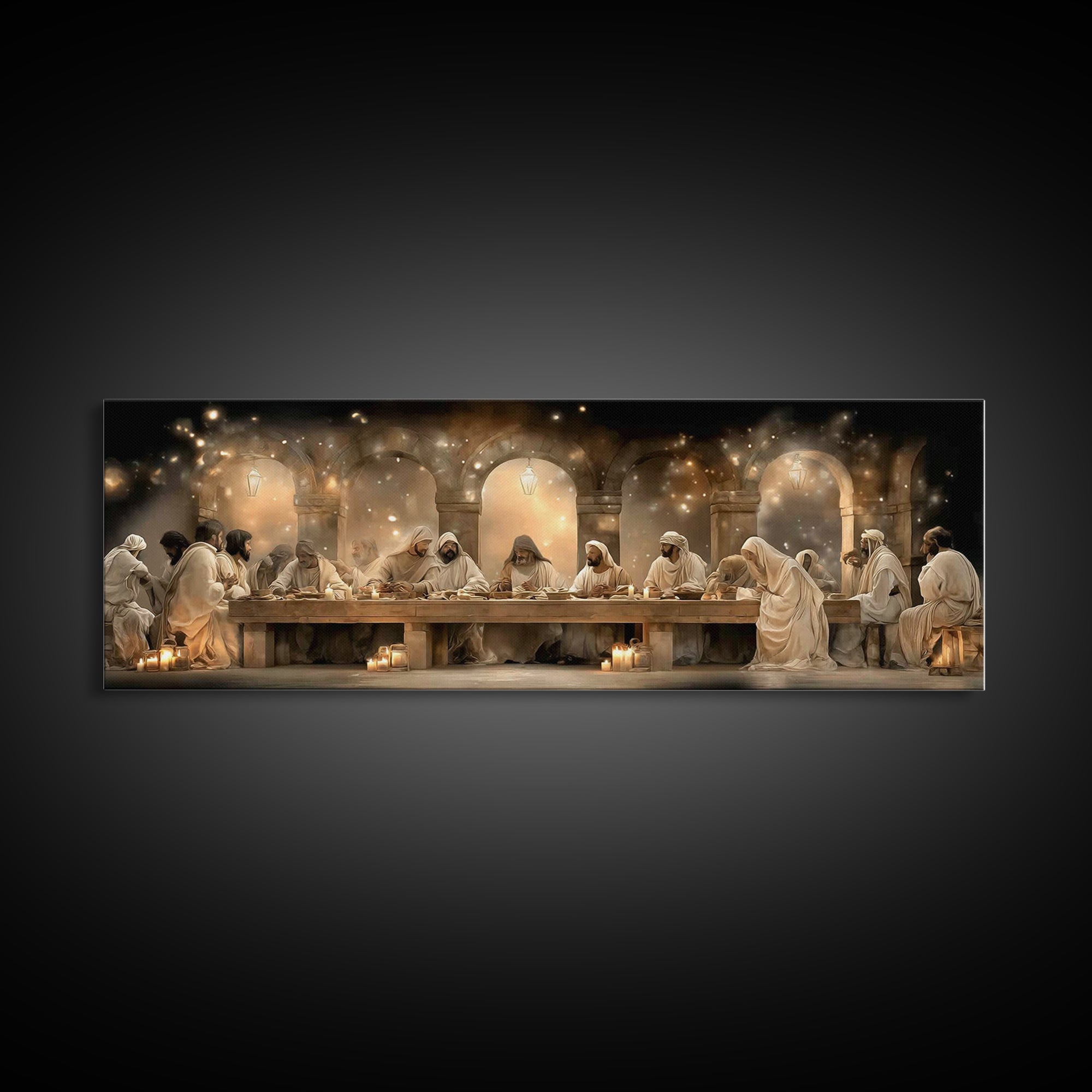Evening Covenant Light | Framed Canvas Print | Christian Art Canvas | Panoramic Painting | Jesus Painting | Christian Wall Art