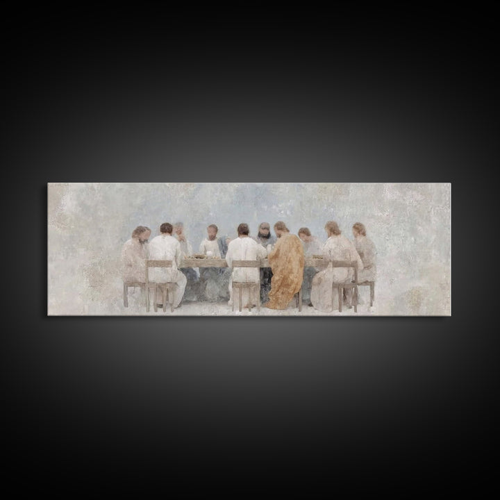 Angel Feast Serenity | Framed Canvas Print | Christian Art Canvas | Panoramic Print | Christian Wall Art | Jesus Painting