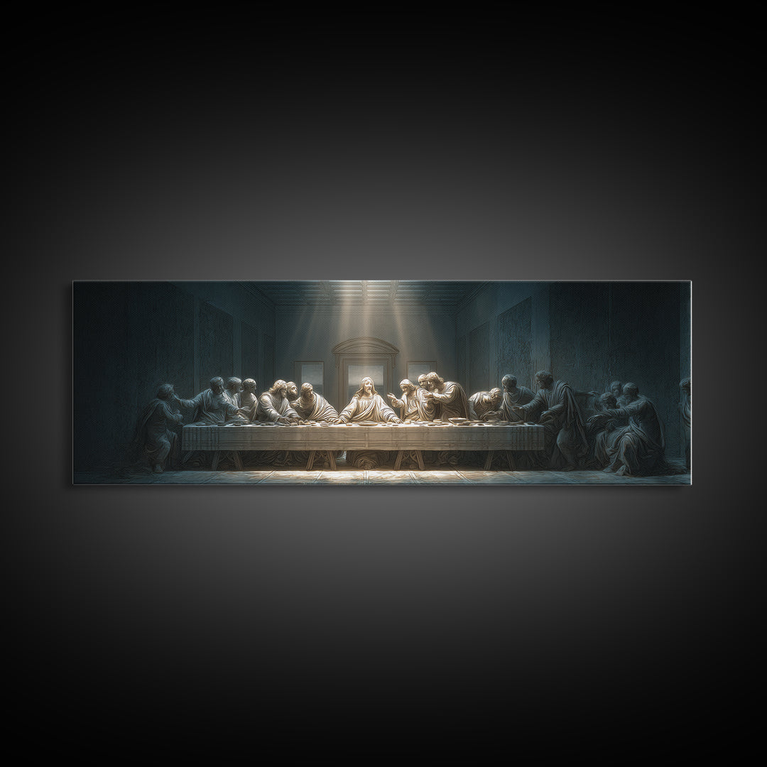 Quiet Covenant Moment, Framed Canvas Print, Panoramic Painting, Christian Art Canvas, Jesus Wall Art, Christian Art Print
