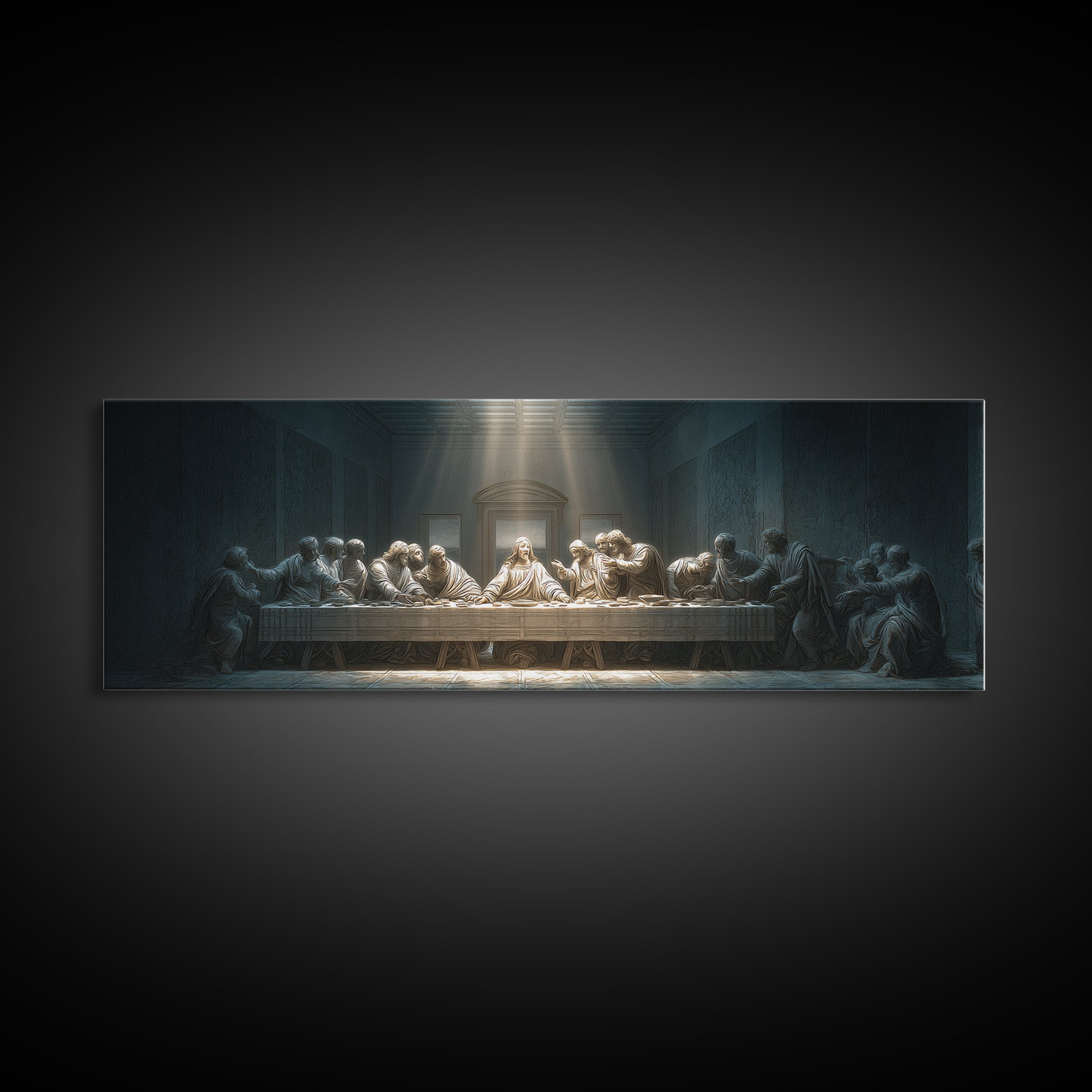 Quiet Covenant Moment, Framed Canvas Print, Panoramic Painting, Christian Art Canvas, Jesus Wall Art, Christian Art Print