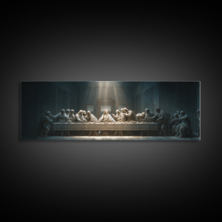 Quiet Covenant Moment, Framed Canvas Print, Panoramic Painting, Christian Art Canvas, Jesus Wall Art, Christian Art Print
