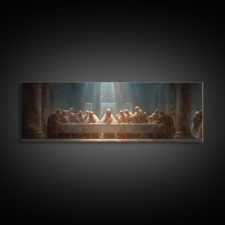 Sacred Last Supper – Framed Canvas Print – Christian Wall Art – Jesus Painting – Panoramic Art – Christian Art Canvas – Christian Decor