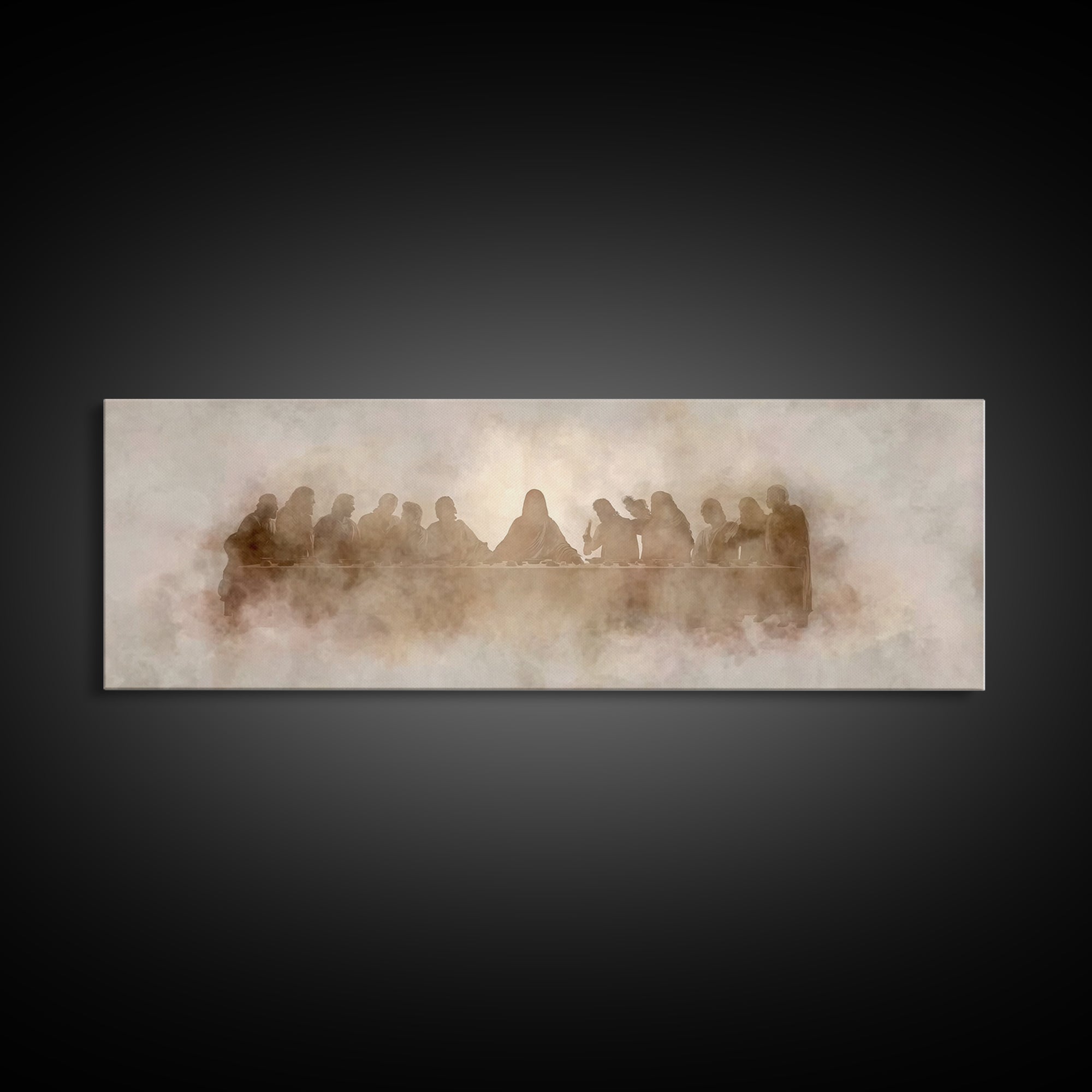 Heavenly Communion, Framed Canvas Print, Christian Art Canvas, Christian Wall Art, Panoramic Painting, Jesus Painting, Christmas Art