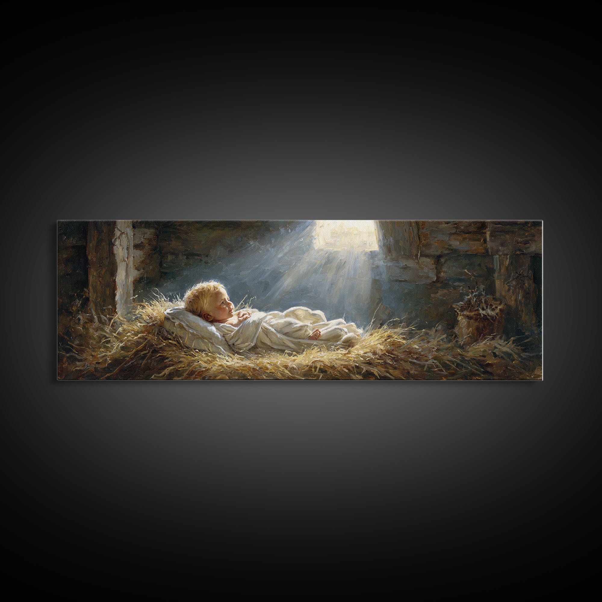 Light Of Bethlehem – Framed Canvas Print – Christian Wall Art – Panoramic Art – Christian Christmas Art – Jesus Painting – Christmas Canvas