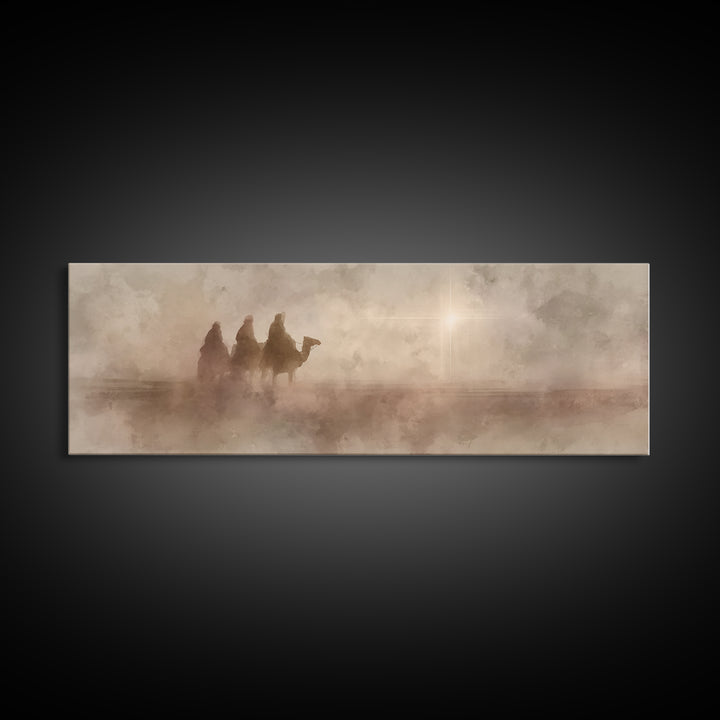 Journey Of Kings, Framed Canvas Print, Christian Art Canvas, Panoramic Wall Art, Christian Christmas Art, Jesus Painting, Christmas Decor