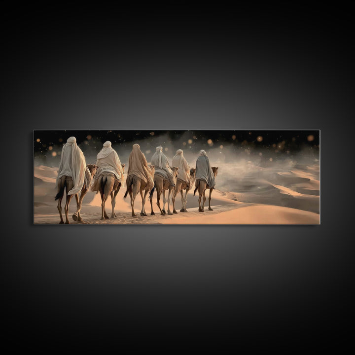 Desert Star Path | Framed Canvas Print | Christian Wall Art | Panoramic Painting | Christian Art Canvas | Christmas Art | Jesus Art Print