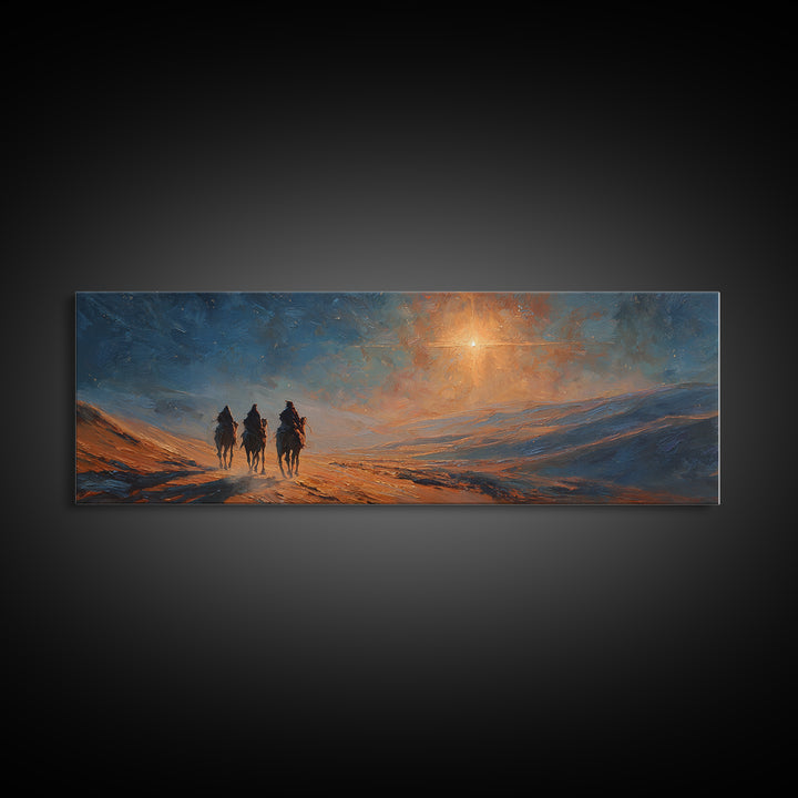 Three Kings Ascent | Framed Canvas Print | Christian Wall Art | Panoramic Art | Christian Art Canvas | Jesus Christmas Art | Christmas Deco
