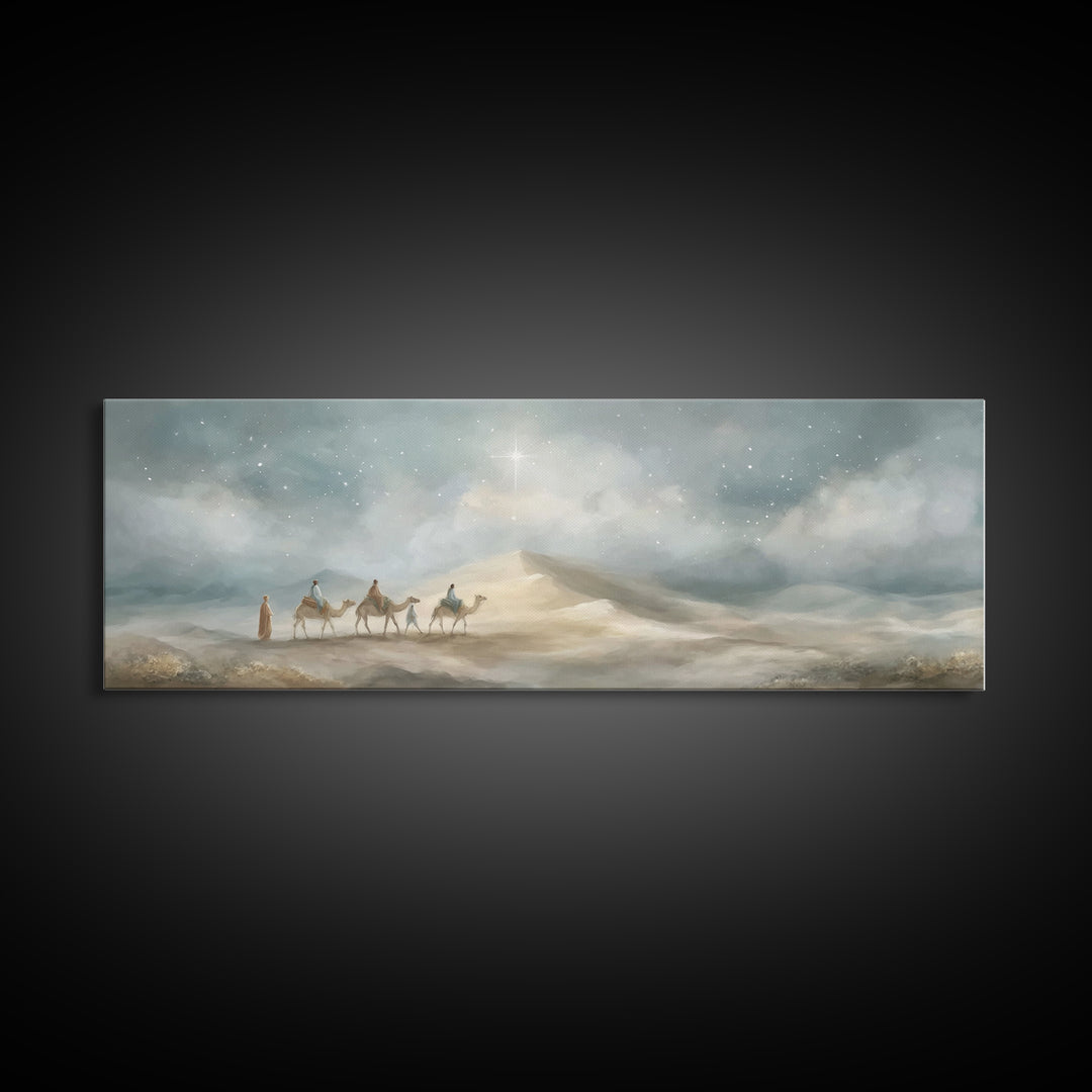 Holy Star Caravan – Framed Canvas Print – Christian Art Canvas – Panoramic Art – Christian Wall Art – Christmas Art – Jesus Art Print