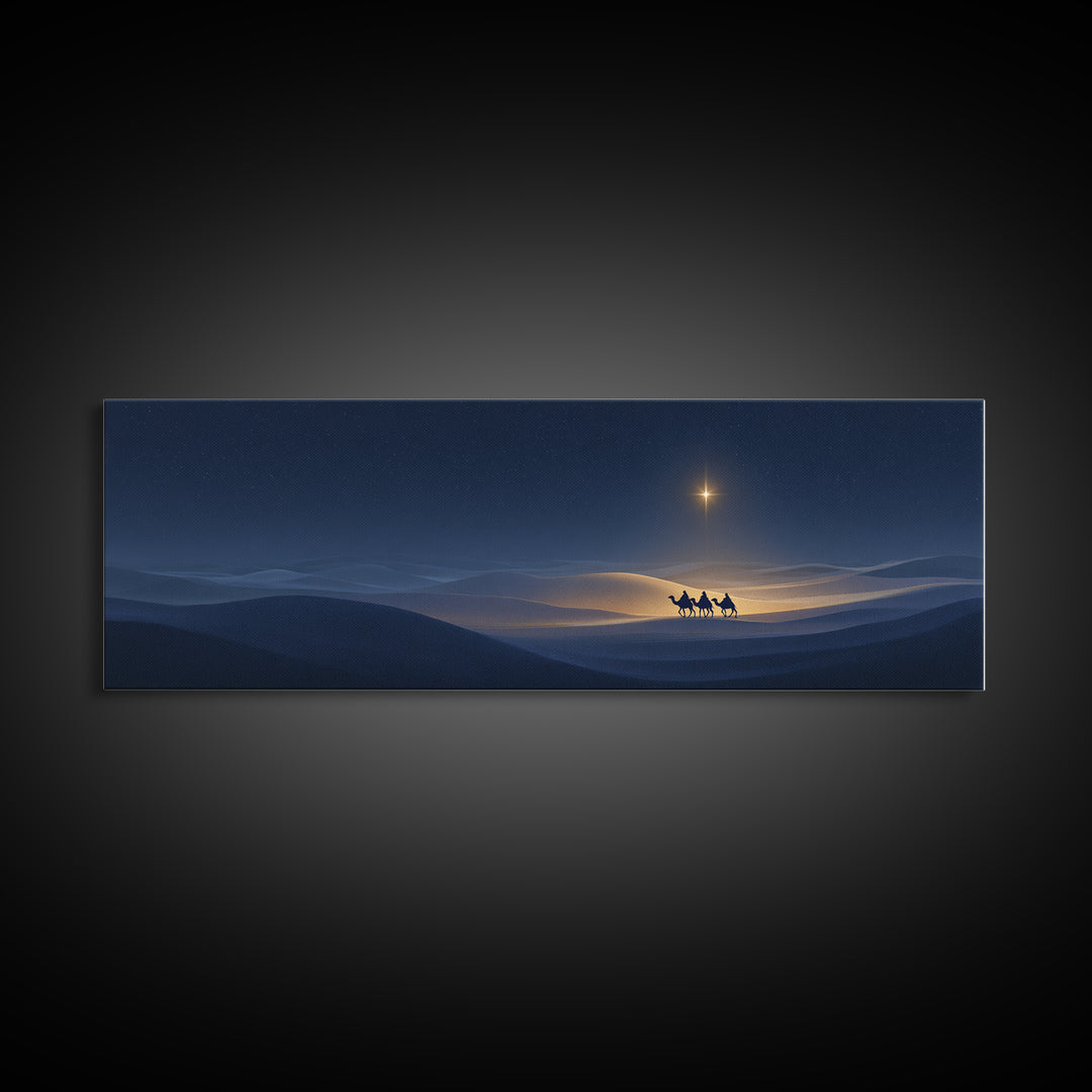 Night Journey | Framed Canvas Print | Christian Wall Art | Panoramic Painting | Christmas Art Prints | Christian Art Canvas | Christian Chr