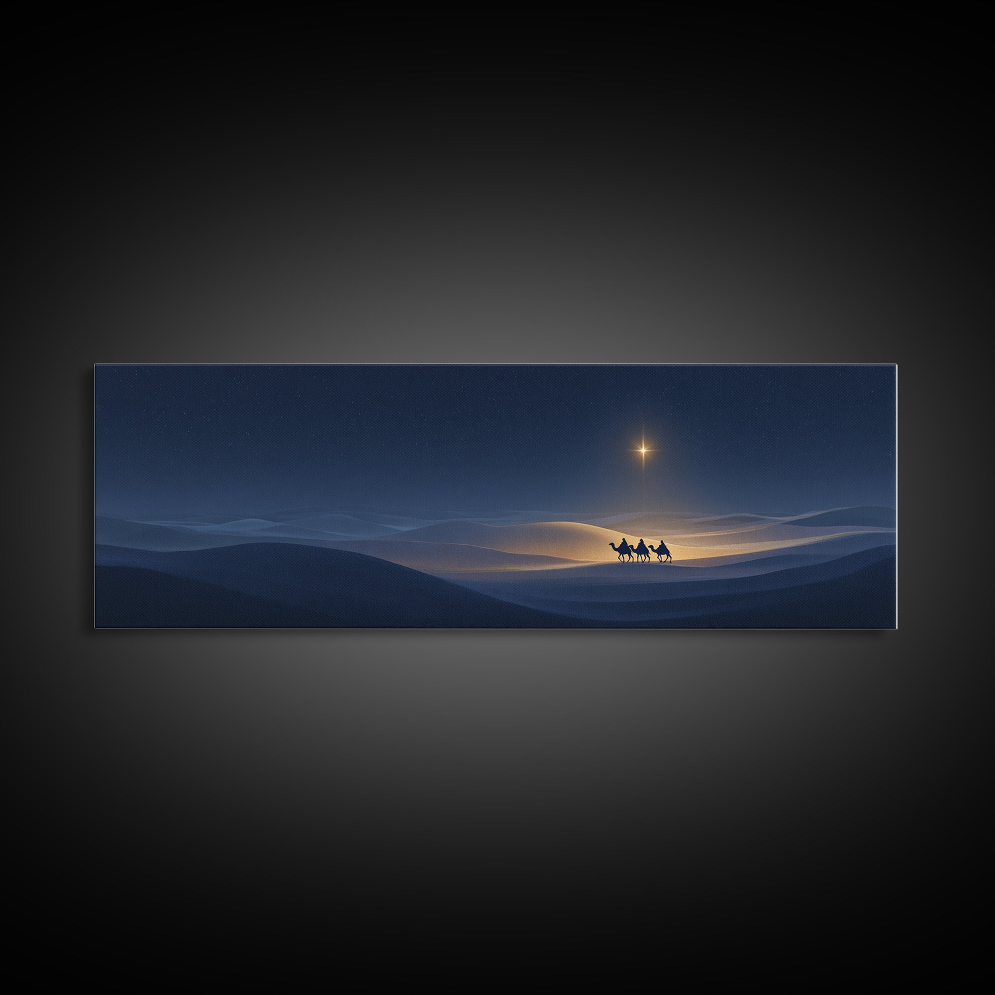 Night Journey | Framed Canvas Print | Christian Wall Art | Panoramic Painting | Christmas Art Prints | Christian Art Canvas | Christian Chr