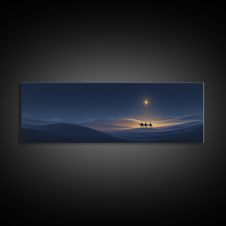 Night Journey | Framed Canvas Print | Christian Wall Art | Panoramic Painting | Christmas Art Prints | Christian Art Canvas | Christian Chr