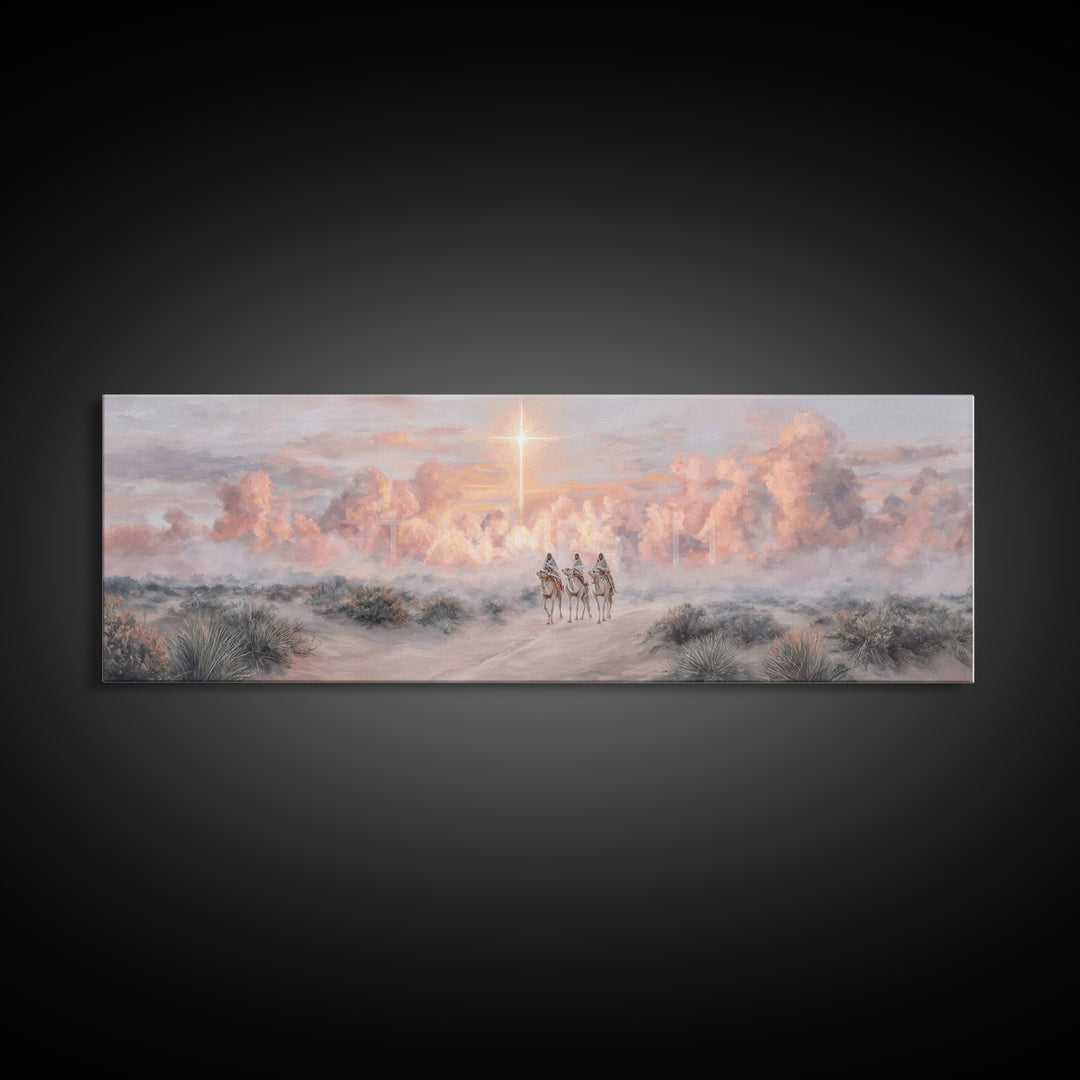 Dawn of Wonder – Framed Canvas Print – Christian Christmas Art – Panoramic Wall Art – Christian Art Print – Modern Christian Art – Christma