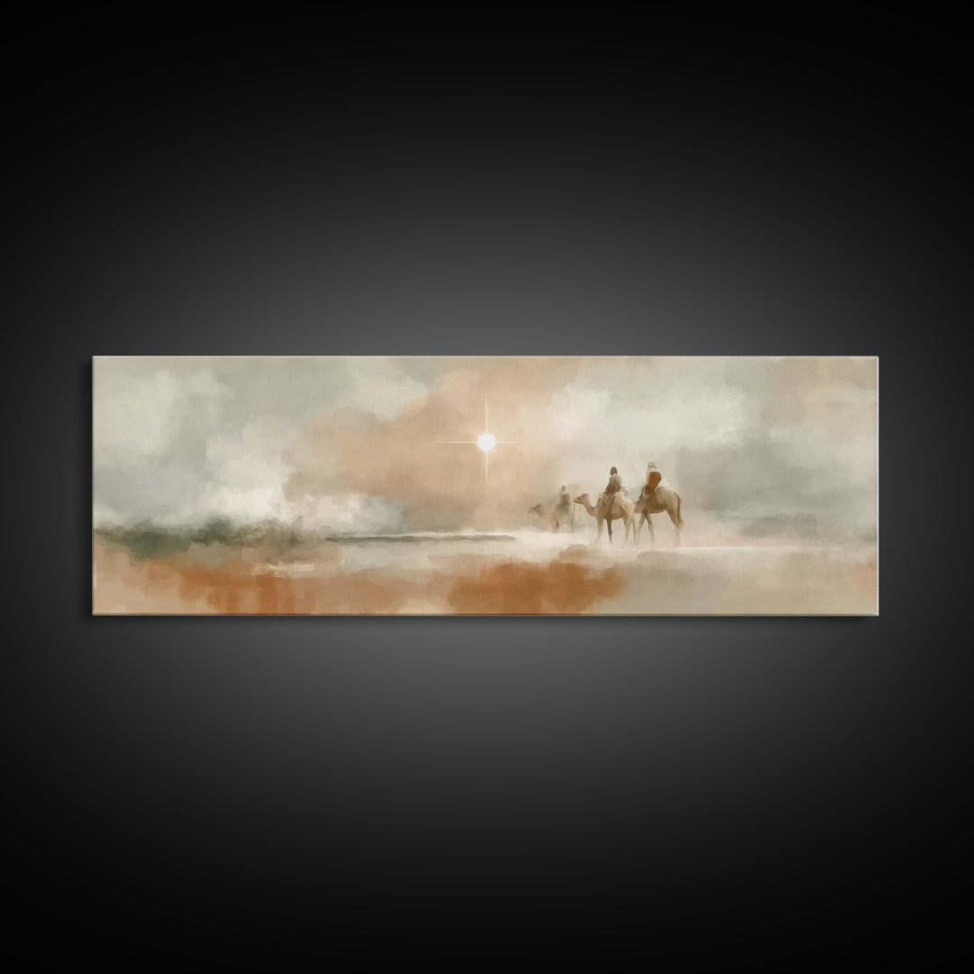Holy Caravan | Framed Canvas Print | Christian Wall Art | Panoramic Frame | Christmas Art Work | Christian Art Canvas | Christian Christmas