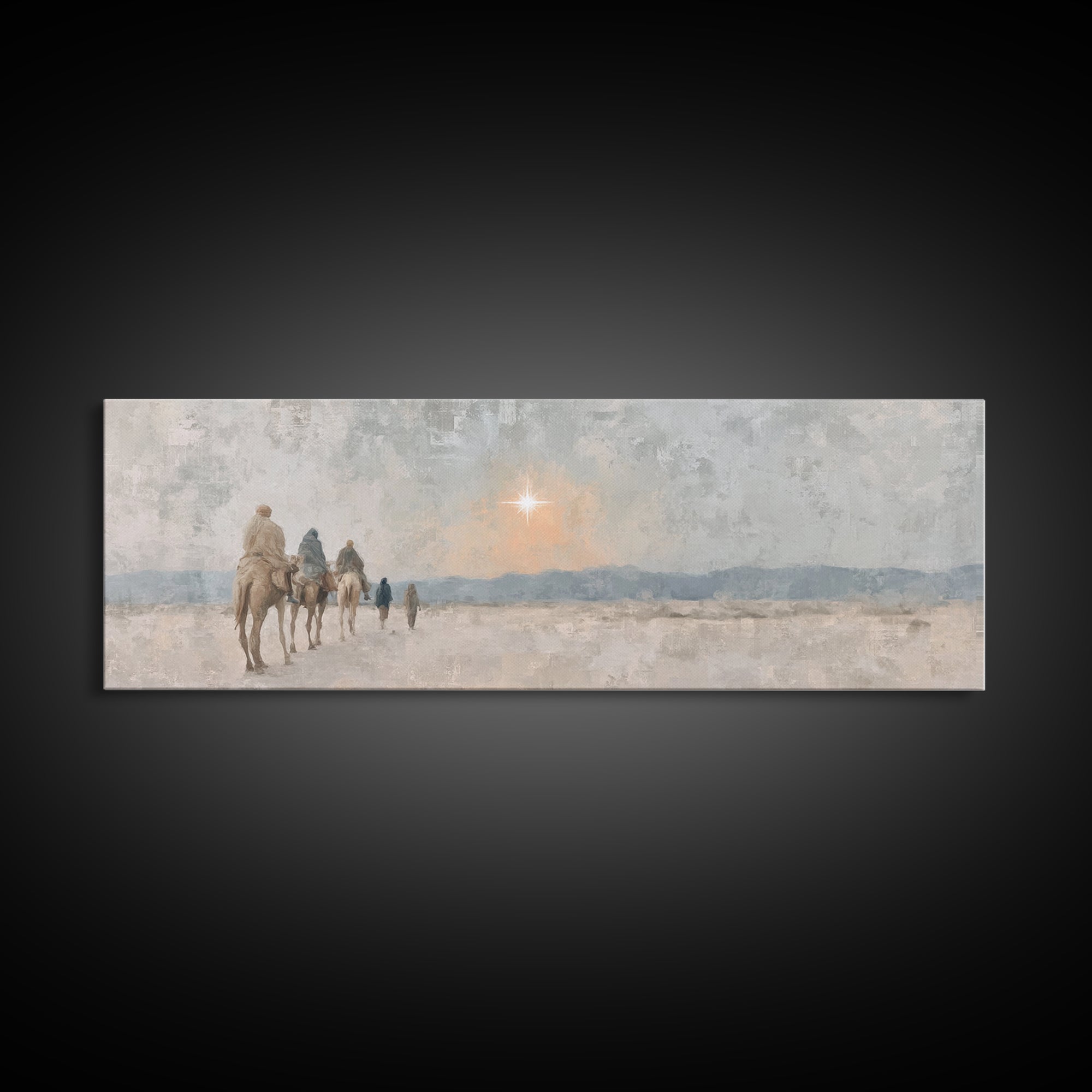 Celestial Promise, Framed Canvas Print, Christian Art Canvas, Panoramic Print, Christmas Art, Christian Decor for Home, Christian Christmas