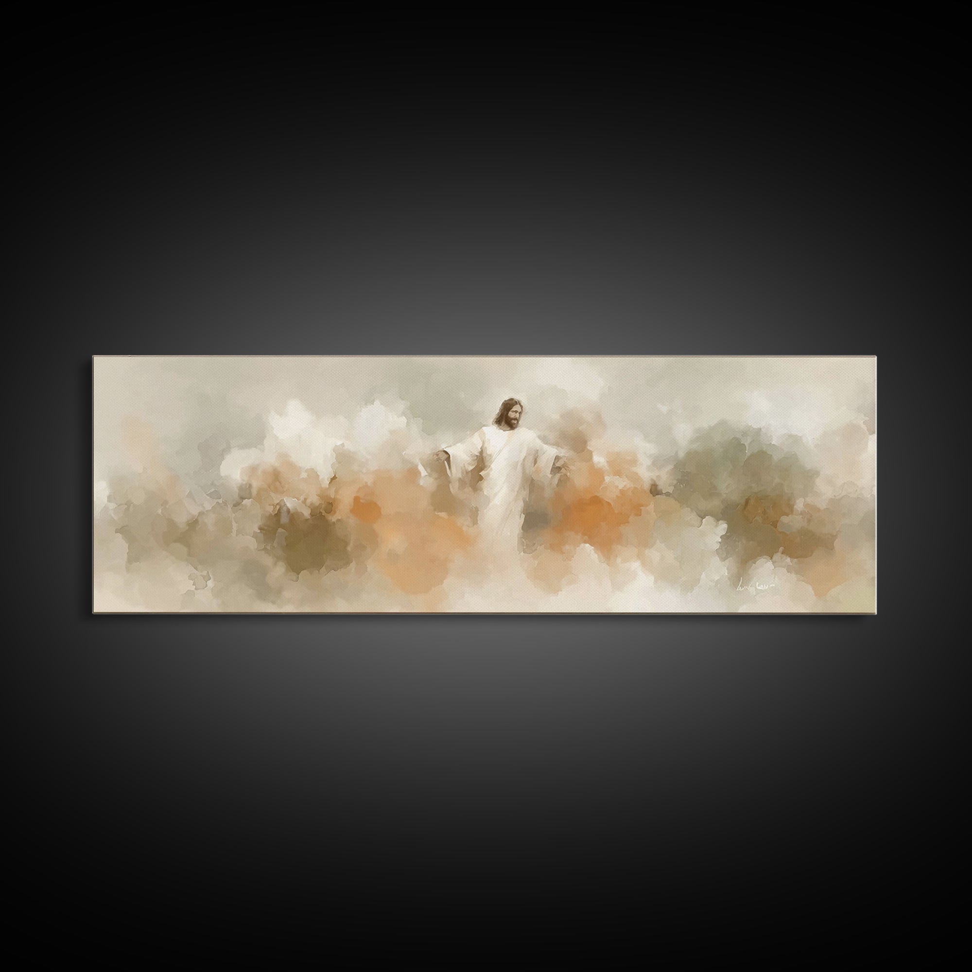 Heaven’s Embrace – Framed Canvas Print – Christian Wall Art – Panoramic Art – Christian Art Canvas – Jesus Painting – Christian Christmas A