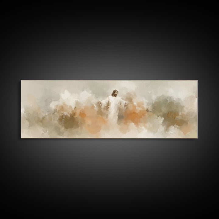 Heaven’s Embrace – Framed Canvas Print – Christian Wall Art – Panoramic Art – Christian Art Canvas – Jesus Painting – Christian Christmas A