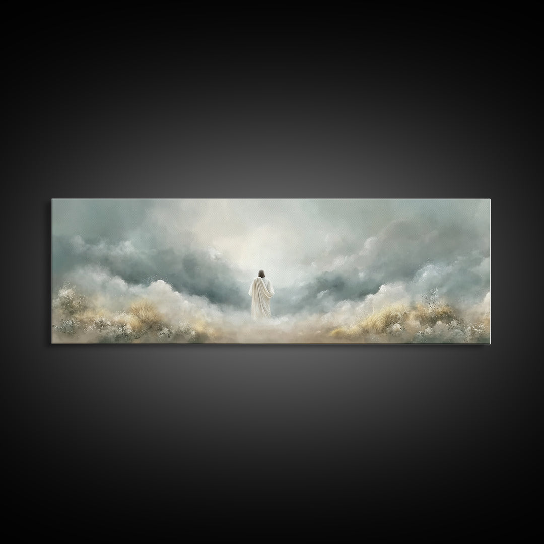 Heavenly Gathering | Framed Canvas Print | Christian Art Canvas | Panoramic Art | Christian Wall Art | Jesus Painting | Christian Art Print