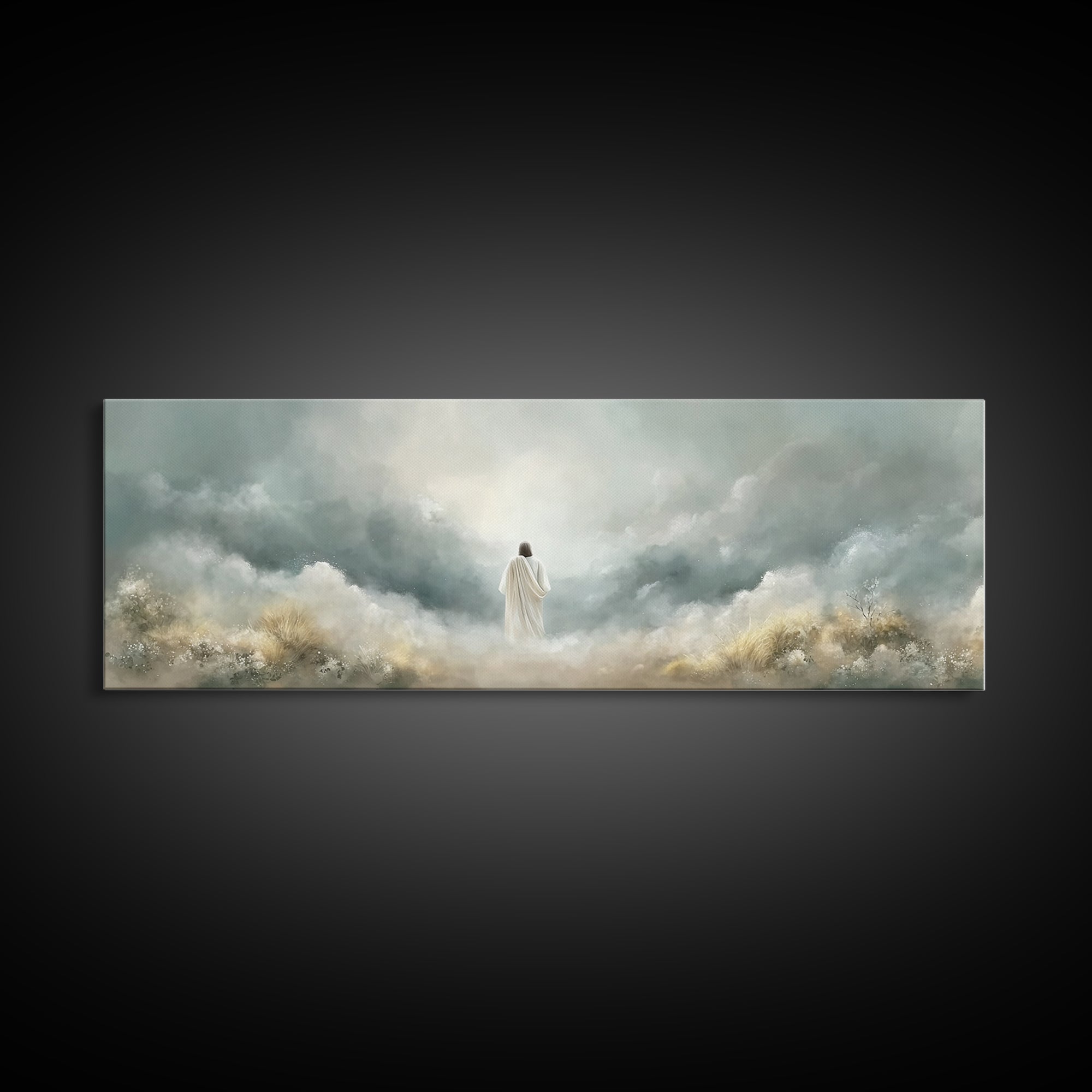 Heavenly Gathering | Framed Canvas Print | Christian Art Canvas | Panoramic Art | Christian Wall Art | Jesus Painting | Christian Art Print