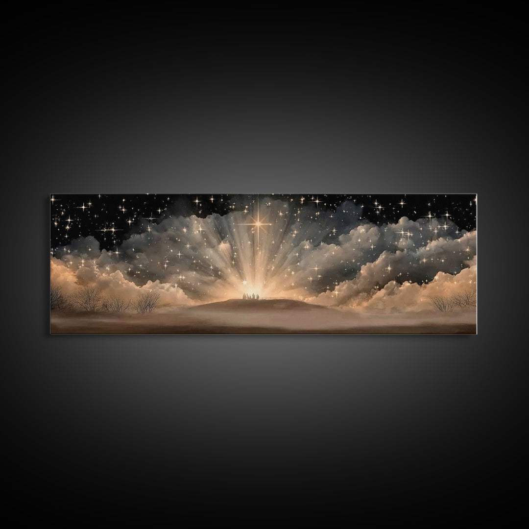 Star Of Promise, Framed Canvas Print, Christian Art Canvas, Panoramic Painting, Christmas Art, Christian Christmas Decor, Christian Wall Ar