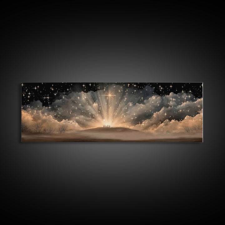 Star Of Promise, Framed Canvas Print, Christian Art Canvas, Panoramic Painting, Christmas Art, Christian Christmas Decor, Christian Wall Ar