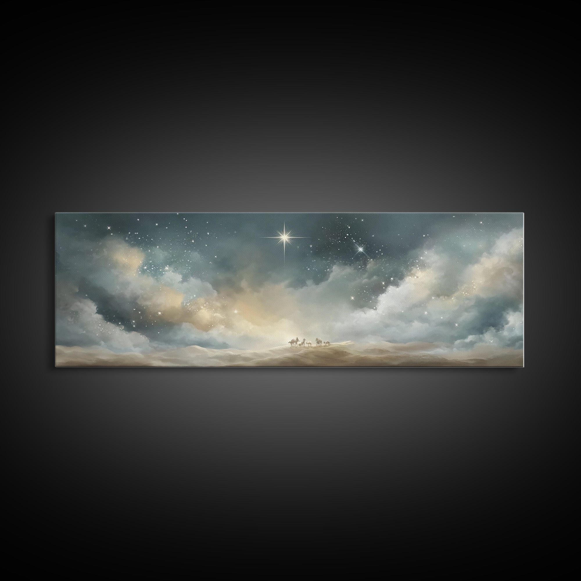 Divine Star – Framed Canvas Print – Christian Art Canvas – Panoramic Print – Christmas Wall Art – Christian Christmas Art – Christian Art P