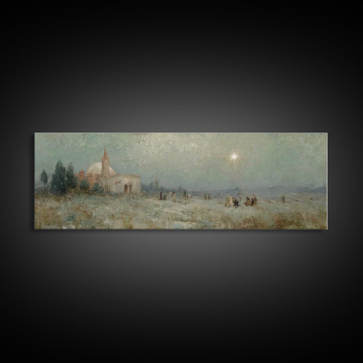Silent Night Journey, Framed Canvas Print, Christian Wall Art, Christian Art Canvas, Panoramic Print, Christmas Art, Modern Christian Art