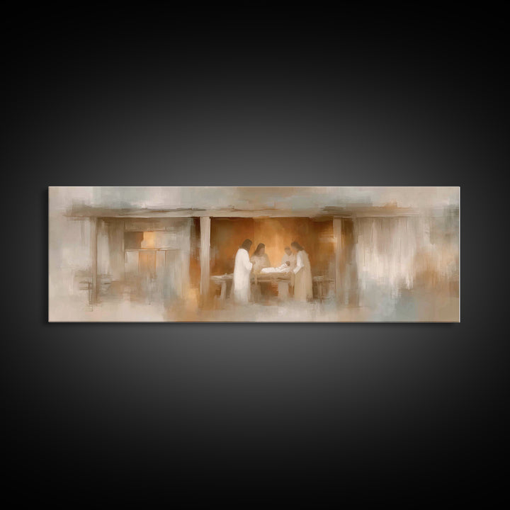 Stable Of Peace, Framed Canvas Print, Christian Wall Art, Christian Art Canvas, Panoramic Art, Christmas Art, Christian Christmas Decor