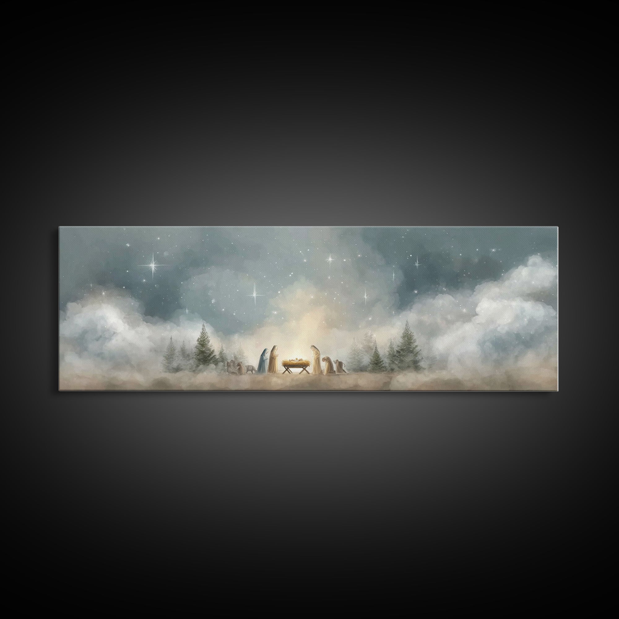 Star Of Winter Grace – Framed Canvas Print – Panoramic Art – Christian Wall Art – Christian Art Canvas – Christmas Art – Jesus Painting – C