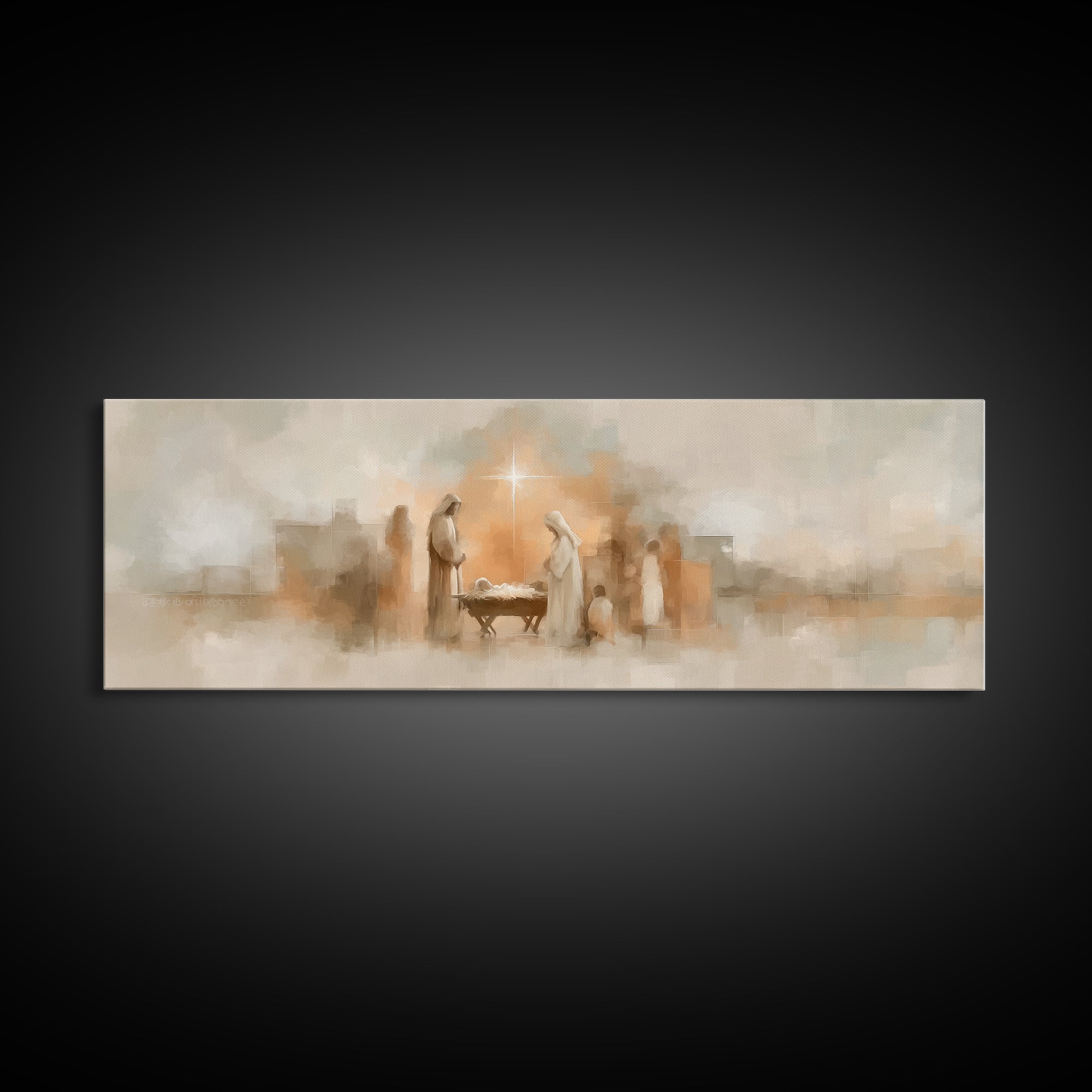 Star Of Bethlehem Hope, Framed Canvas Print, Panoramic Painting, Christian Wall Art, Christian Art Canvas, Christmas Art, Christian Decor,