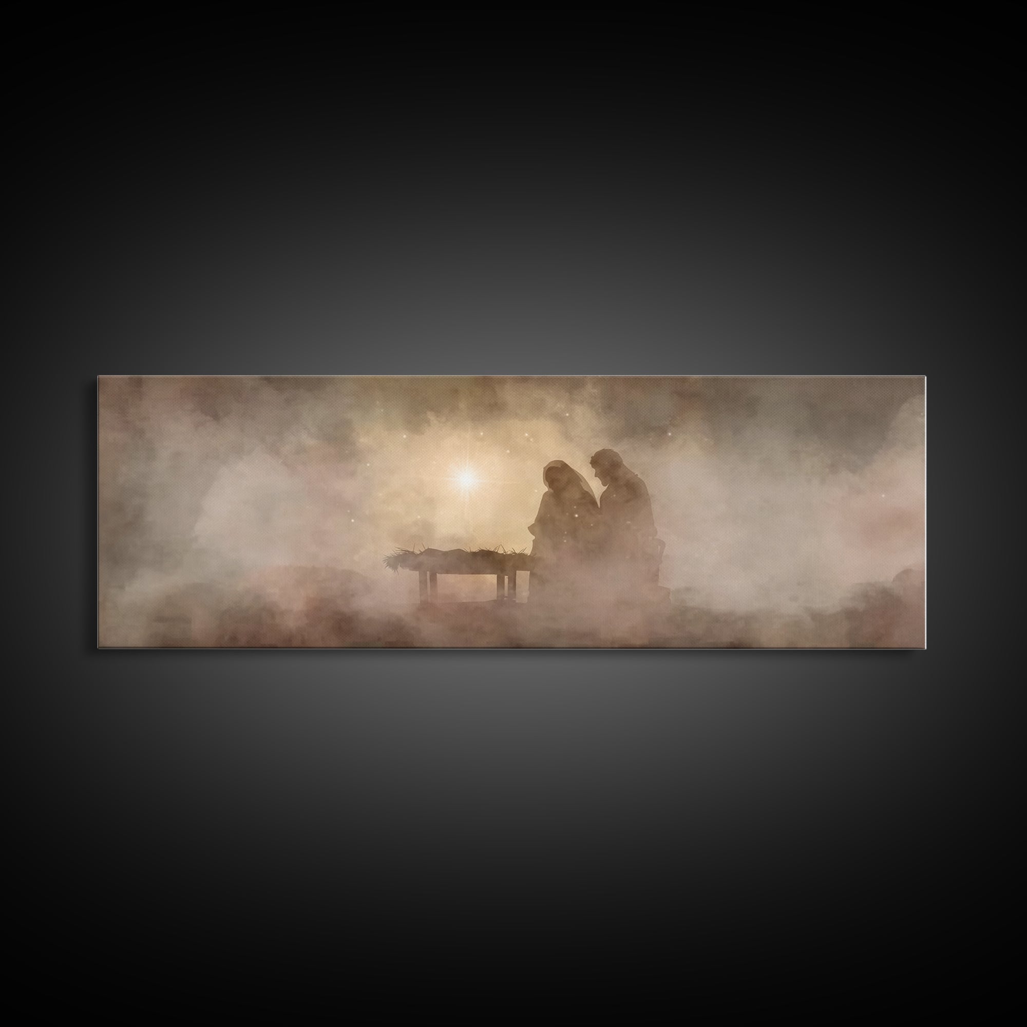 Holy Night Wonder | Framed Canvas Print | Panoramic Wall Art | Christian Wall Art | Christian Art Canvas | Christmas Art | Christian Christ