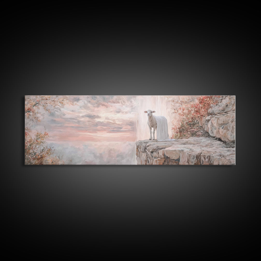 Silent Birth Grace | Framed Canvas Print | Christian Christmas Art | Christian Wall Art | Panoramic Art | Christian Art Canvas | Jesus Pain