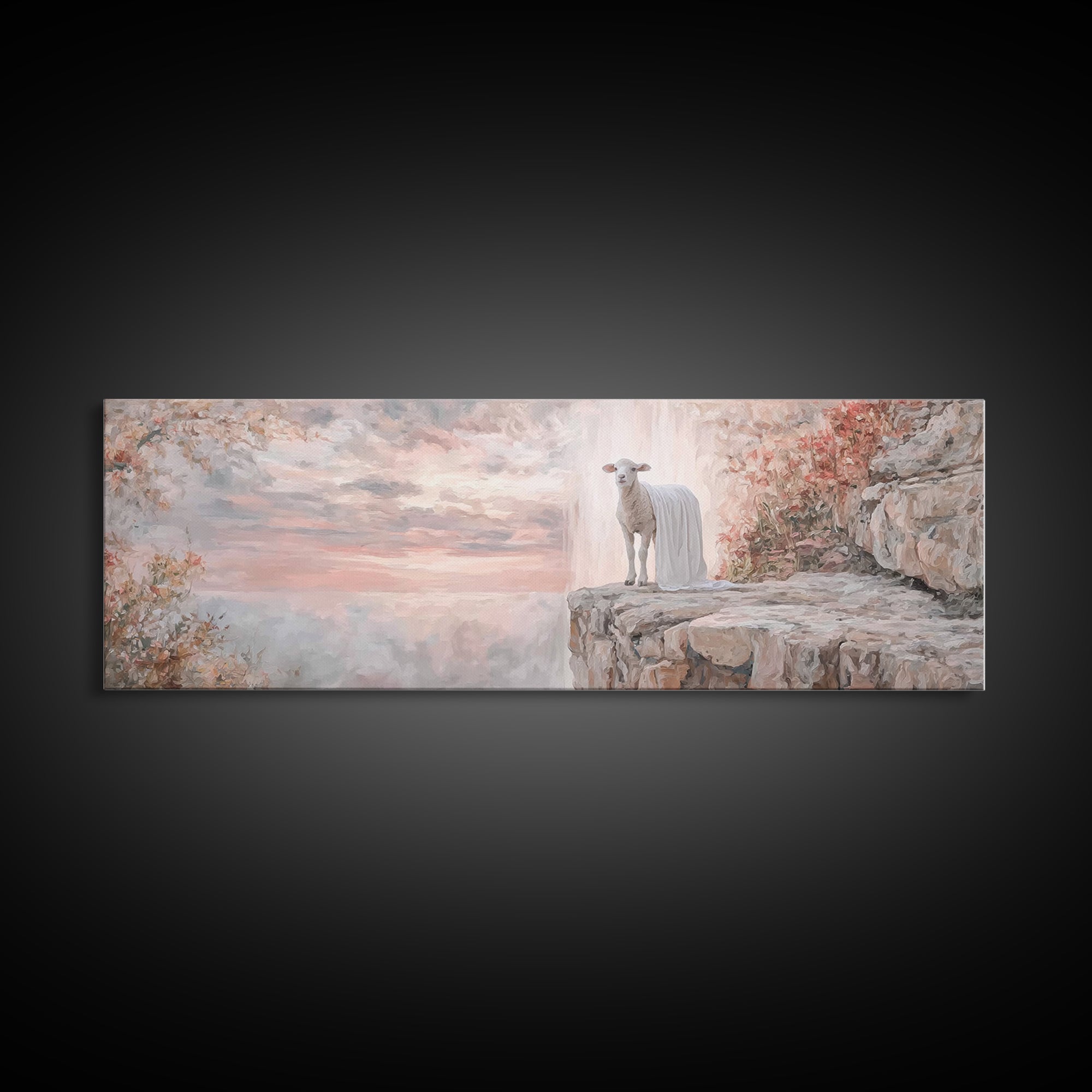 Silent Birth Grace | Framed Canvas Print | Christian Christmas Art | Christian Wall Art | Panoramic Art | Christian Art Canvas | Jesus Pain