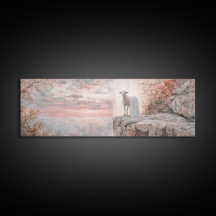 Silent Birth Grace | Framed Canvas Print | Christian Christmas Art | Christian Wall Art | Panoramic Art | Christian Art Canvas | Jesus Pain