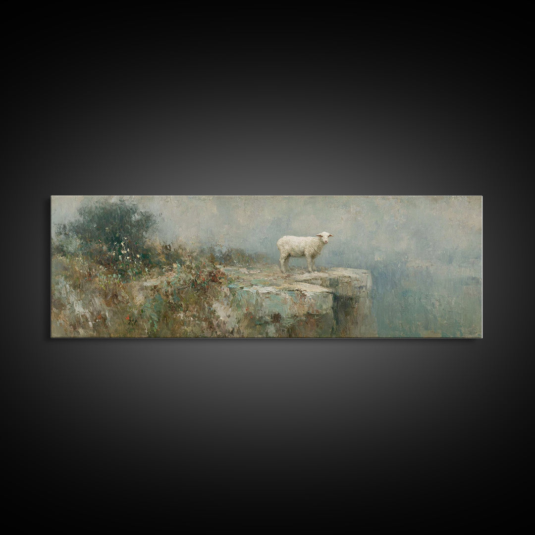 Lamb Of Mercy, Framed Canvas Print, Christian Art Canvas, Christian Wall Art, Panoramic Art, Christian Painting, Christian Decor