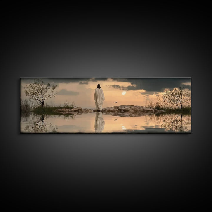 Blessed Morning Light, Framed Canvas Print, Panoramic Print, Christian Art Canvas, Jesus Painting, Subtle Christian Art, Christian Wall Art