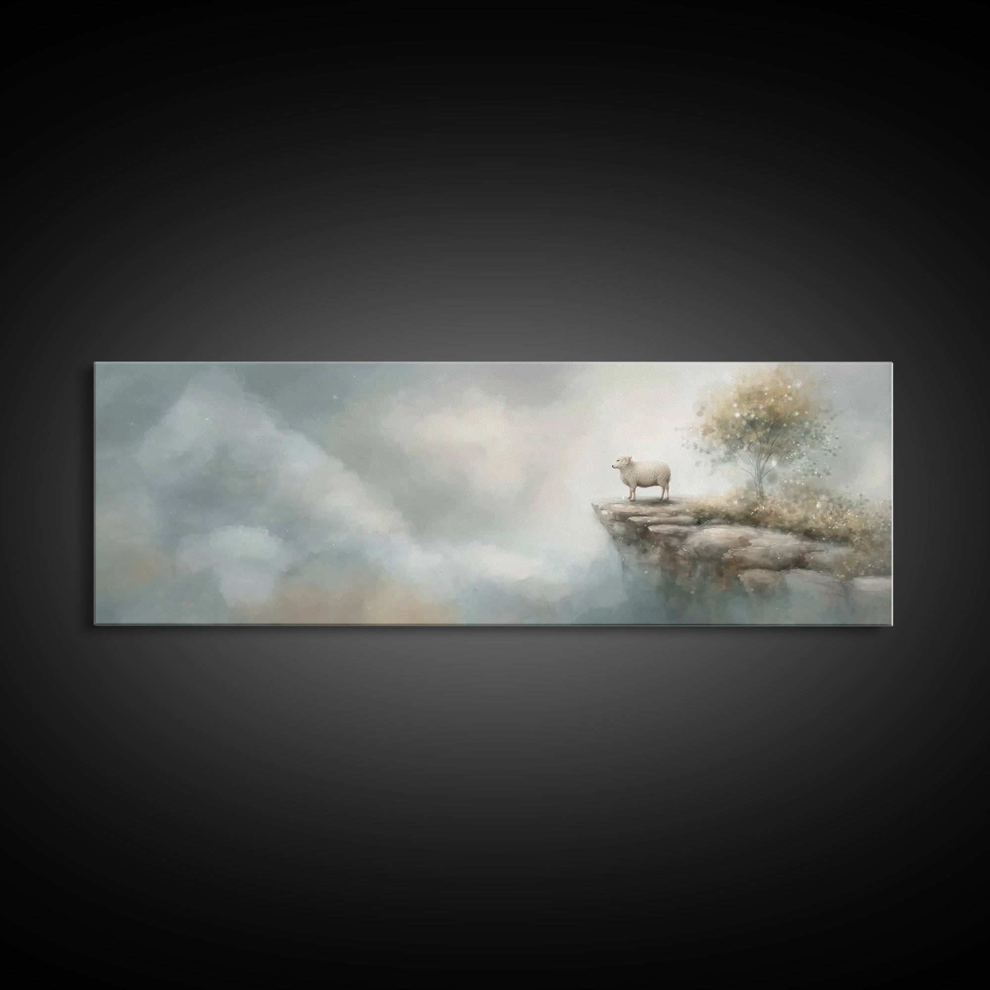 Heavenward Lamb – Framed Canvas Print – Christian Wall Art – Christian Art Canvas – Panoramic Wall Art – Christian Painting – Christian Dec