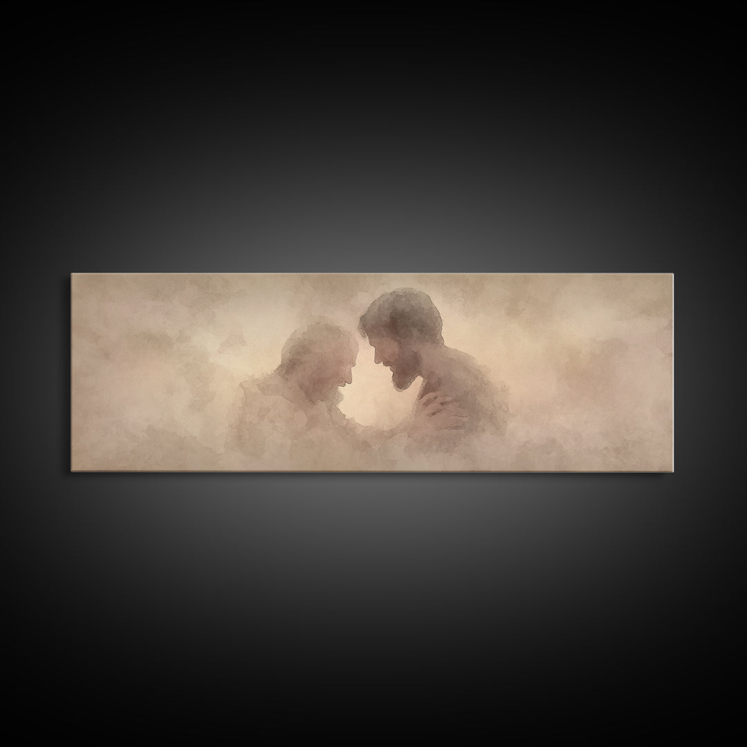Healing Grace, Framed Canvas Print, Christian Art Canvas, Jesus Painting, Panoramic Wall Art, Christian Wall Art, Christian Gift