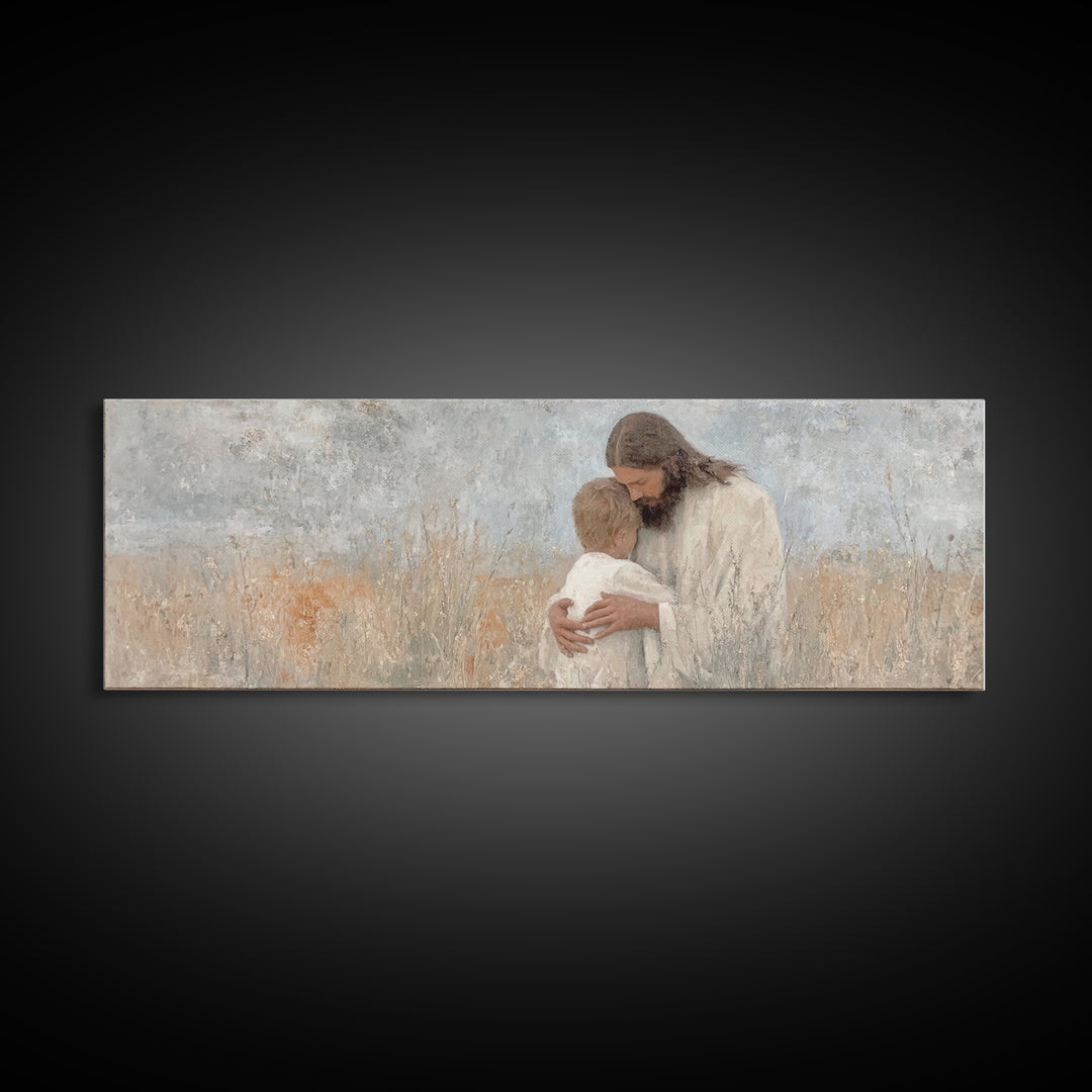 Sacred Reunion | Framed Canvas Print | Christian Wall Art | Jesus Painting | Panoramic Print | Christian Art Canvas | Christian Decor